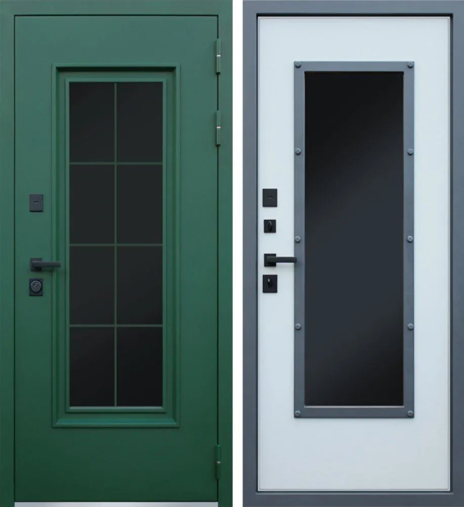 Фото Дверь Олимп с Окном и Английской Решеткой Терморазрыв 3К DIS007262